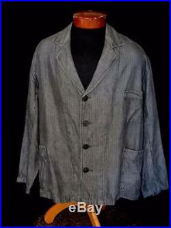 Very Rare French 1940's- 1950's Vintage Grey Cotton Work Jacket Size 2x Large