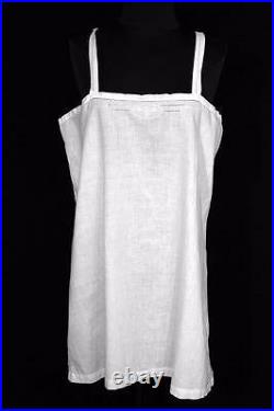 Very Rare French Edwardian-1920's Short Cotton Slip With Embroidery Size Large