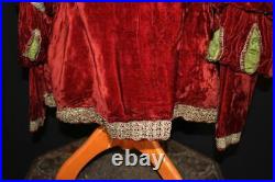 Very Rare French Victorian Theatre Costume Red Silk Velvet Jacket Size Large
