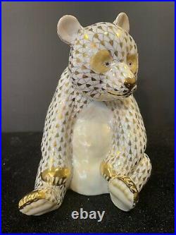 Very Rare Herend Large 6.25 Limited Edition 2002 Gold Fishnet Panda Bear