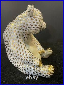 Very Rare Herend Large 6.25 Limited Edition 2002 Gold Fishnet Panda Bear