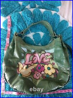 Very Rare Isabella Fiore Summer Love Green Leather Hobo Bag