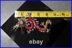 Very Rare Kirks Folly Year Of The Dragon Large Asian Dragon Crystal Pin