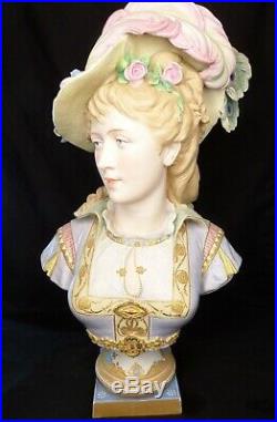Very Rare Large 26 Tall French Vion Baury Bisque Porcelain Busts 19th Century