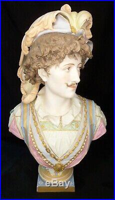 Very Rare Large 26 Tall French Vion Baury Bisque Porcelain Busts 19th Century