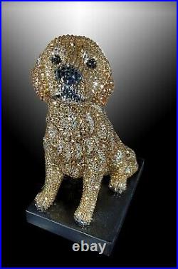 Very Rare! Large 7 1/2 Custom Made Swarovski Golden Retriever Dog