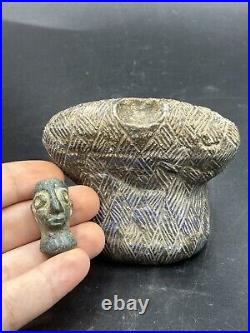 Very Rare Large Ancient Bactrian Composite Lapis Stone Idol Statue Figurine