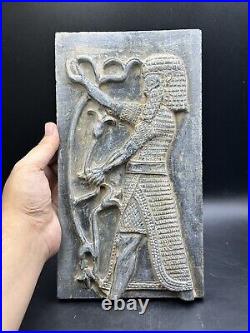 Very Rare Large Ancient Near Eastern stone tile with the King With A Bow image