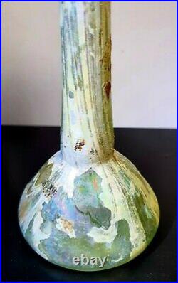 Very Rare Large Ancient Roman Glass / Vitrum Candlestick Unguentaria Roman Glass