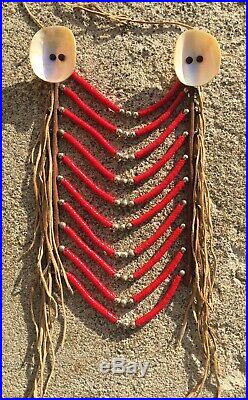 Very Rare Large Antique 1800s N Plains Blackfoot Red Trade Bead Loop Necklace