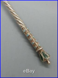 Very Rare Large Antique Imperial Russian 84 Silver Cloisonne Enamel Spoon by