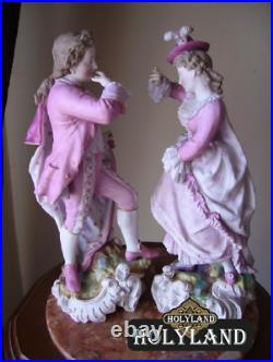 Very Rare Large Antique Pair of Porcelain Figurine VOLKSTEDT Germany Height 32cm