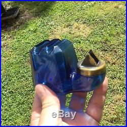 Very Rare Large Blue Tea Kettle Ink Bottle Victorian With Rare Pen Rest