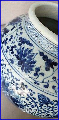 Very Rare Large Chinese Blue and White lotus porcelain Jar
