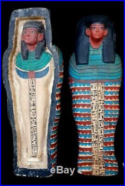 Very Rare Large Egyptian Royal Wooden coffin antique Burial priest hieroglyphic