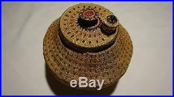 Very Rare Large Fine Weave Pacific NW Makah Nootka Knob Basket Ca. 1870 1890's