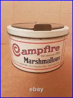 Very Rare Large General Store Campfire Marshmallow Tin Display with Glass Lid