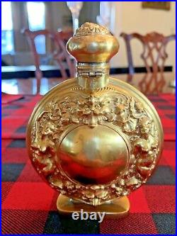 Very Rare & Large Gilt Sterling Perfume Bottle Flask Kerr Demon Fantasy 1890's