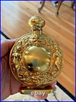 Very Rare & Large Gilt Sterling Perfume Bottle Flask Kerr Demon Fantasy 1890's