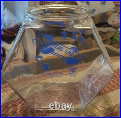 Very Rare Large Glass Counter Display Jar Advertising Ski Bones