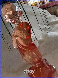 Very Rare Large Heavy Cambridge Nude Clear Pink Draped Lady Art Deco Depression
