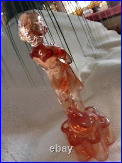 Very Rare Large Heavy Cambridge Nude Clear Pink Draped Lady Art Deco Depression
