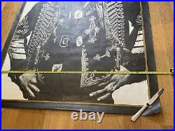 Very Rare Large Jimi Hendrix Vintage Poster 1960's Approx 60x40 Original