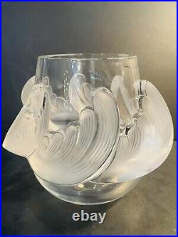 Very Rare & Large Lalique Crystal Vagues Wave Vase Bowl withLabel & Box Excellent