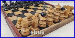 Very Rare Large Old Chess Set Vienna Coffee House Wooden Austrian 40-50s Vintage