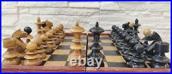 Very Rare Large Old Chess Set Vienna Coffee House Wooden Austrian 40-50s Vintage