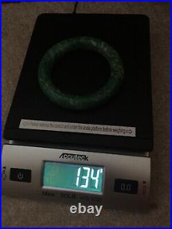 Very Rare Large Round Green Jade Bangle Bracelet Outer 95mm Inner 62mm 134g