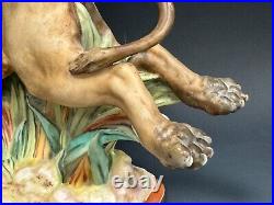 Very Rare Large Royal Worcester Lion Spill Vase Signed Hadley dates to c1875