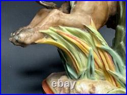 Very Rare Large Royal Worcester Lion Spill Vase Signed Hadley dates to c1875