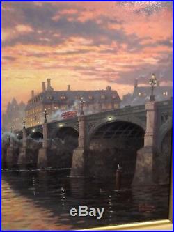 Very Rare Large Size With Remark Thomas Kinkade Oil Painting Canvas London Big Ben
