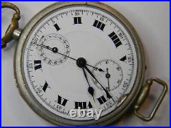Very Rare Large Ww1 Trench Single Button Chronograph Calendar Mens Watch Runs