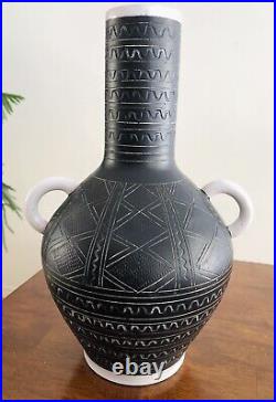 Very Rare Large Zaccagnini signed Vase Sgrafritto Mid Modern