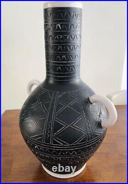 Very Rare Large Zaccagnini signed Vase Sgrafritto Mid Modern