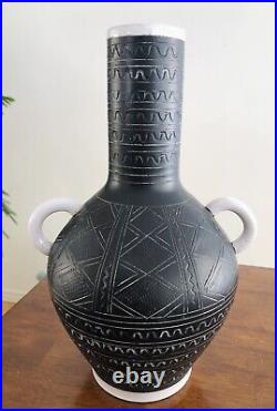 Very Rare Large Zaccagnini signed Vase Sgrafritto Mid Modern