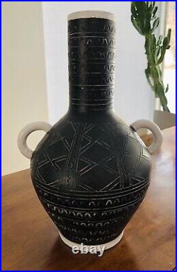 Very Rare Large Zaccagnini signed Vase Sgrafritto Mid Modern