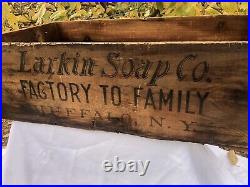 Very Rare Larkin Soap Co, Buffalo, NY Large Wood Crate Shipping Box 2 Sided