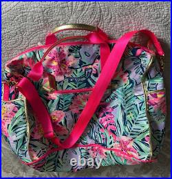 Very Rare Lilly Pulitzer Quill Out Large Travel Duffel Bag Pink Multi 13Hx9Wx21L