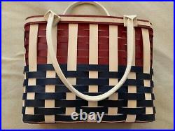 Very Rare Longaberger 2012 Large American Stripes Broadwalk Tote Basket Set New