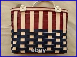 Very Rare Longaberger 2012 Large American Stripes Broadwalk Tote Basket Set New