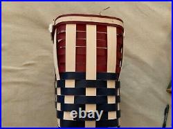 Very Rare Longaberger 2012 Large American Stripes Broadwalk Tote Basket Set New