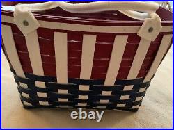 Very Rare Longaberger 2012 Large American Stripes Broadwalk Tote Basket Set New