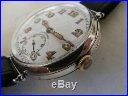Very Rare Longines Silver Trench Watch 1914-18 Very Large Perfect Working Order