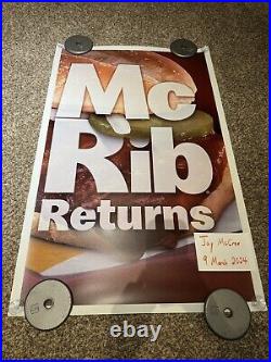 Very Rare McDonald's McRib Large Vinyl Plastic Poster 55x35 (over 4 FEET TALL)