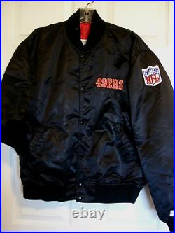 Very Rare Mens Large Vintage Black Satin USA Made S. F. 49ers Starter Jacket-euc
