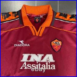 Very Rare Original Diadora Calcio Totti #10 AS Roma 1998/99 Home LS Large