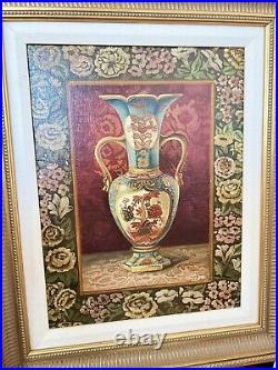 Very Rare Original Vintage Oil Painting of Romantic Vase By LISA